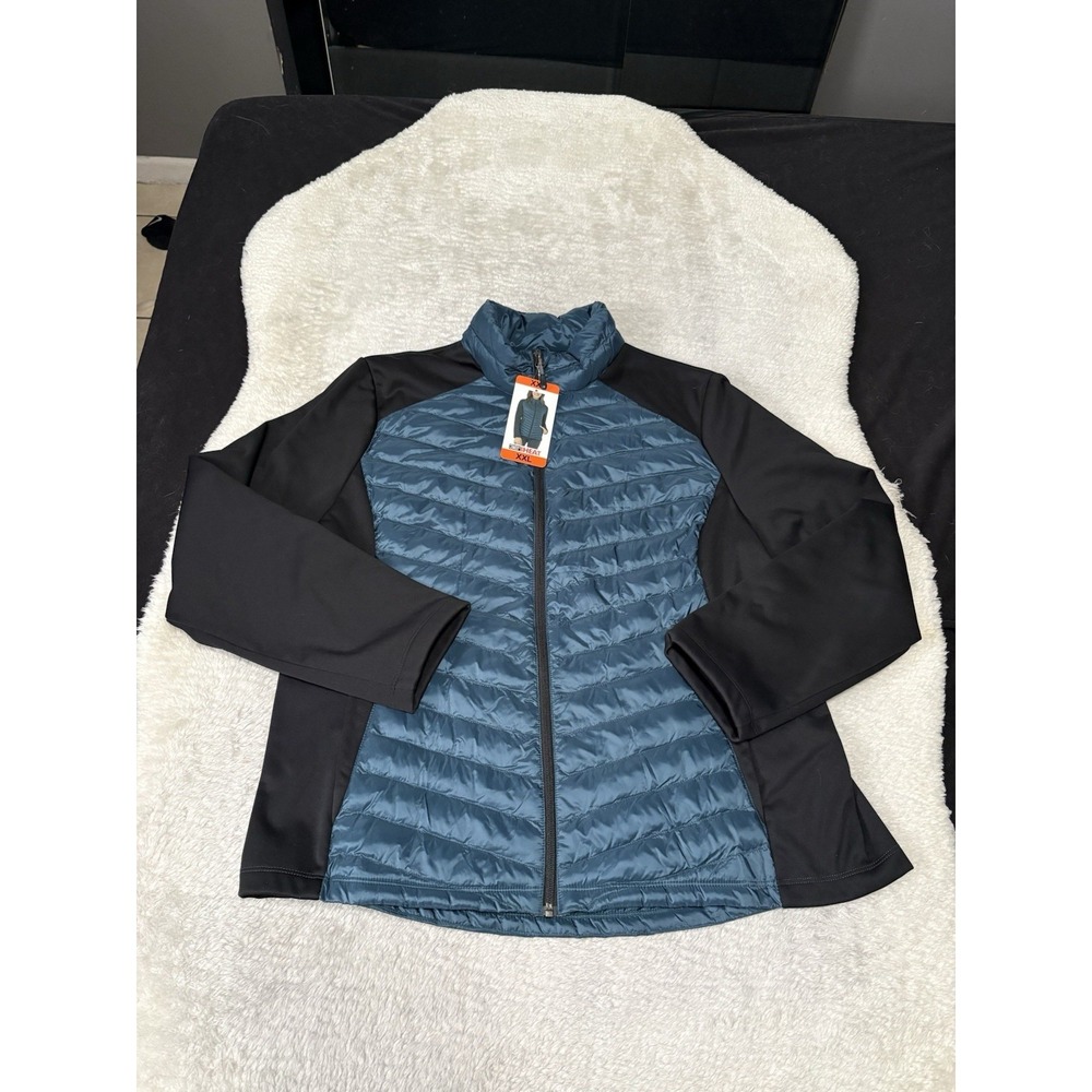32 Degrees Heat Women's Mixed Media Jacket Full Zip Lightweight‎ Dark Teal XXL
